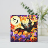 Invitation Chauve-lune d'Halloween Jack-o-Lantern (Debout devant)