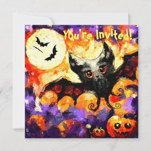 Invitation Chauve-lune d'Halloween Jack-o-Lantern (Devant)