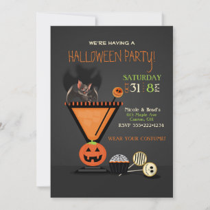 Invitation Chauve-souris dans une soirée Halloween cocktail