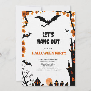 Invitation Chauve-souris d'Halloween, amusons-nous à la fête 