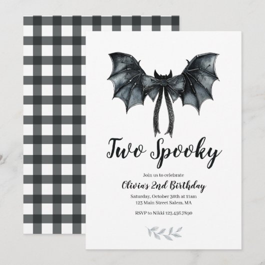 Invitation Chauve-souris d'Halloween Arc Deux Anniversaire 2 (Devant / Derrière)