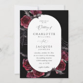 Invitation Chauve-souris d'Halloween Rose rouge Mariage - Noi (Devant)