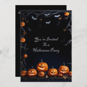 Invitation Chauve-souris et Jack-O-Lanterns Halloween (Devant / Derrière)