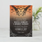 Invitation Chauve-souris et squelette Coeur Goth Mariage d'Ha (Debout devant)