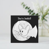 Invitation Chauve-souris mignonne et Halloween pleine lune (Debout devant)