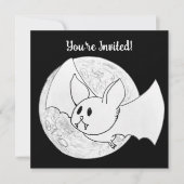 Invitation Chauve-souris mignonne et Halloween pleine lune (Devant)