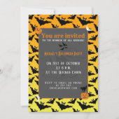 Invitation Chauve-souris noire orange motif Halloween (Devant)