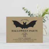Invitation Chauve-souris rustique kraft fête d'Halloween (Debout devant)