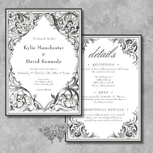Invitation Chauve-souris victorienne jusqu'à la mort noir et