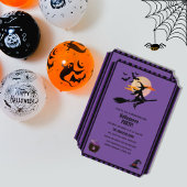 Invitation Chauve-souris violette Black Halloween Party
