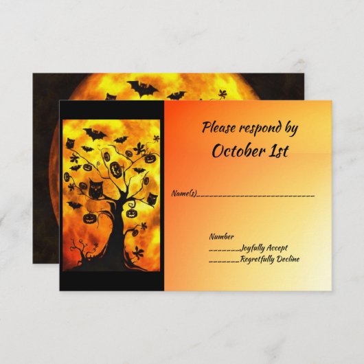 Invitation Chauves-souris dans l'arbre Fête de mariage d'Hall (Devant / Derrière)