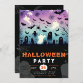 Invitation Chauves-souris de cimetière Ghosts Sangles d'araig (Devant / Derrière)