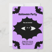Invitation Chauves-souris d'Halloween sur violet (Devant)