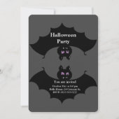 Invitation Chauves-souris Éffrayantes d'Halloween sur Grey (Devant)