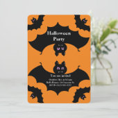 Invitation Chauves-souris Éffrayantes d'Halloween sur Orange (Debout devant)