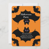 Invitation Chauves-souris Éffrayantes d'Halloween sur Orange (Devant)