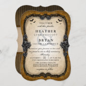 Invitation Chauves-souris gothiques Brown Halloween RÉCEPTION (Devant / Derrière)