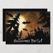 Invitation Chauves-souris Halloween personnalisées, château É (Devant / Derrière)