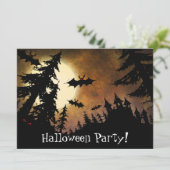 Invitation Chauves-souris Halloween personnalisées, château É (Debout devant)