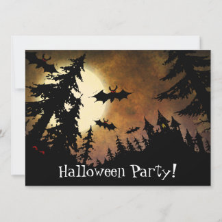 Invitation Chauves-souris Halloween personnalisées, château É