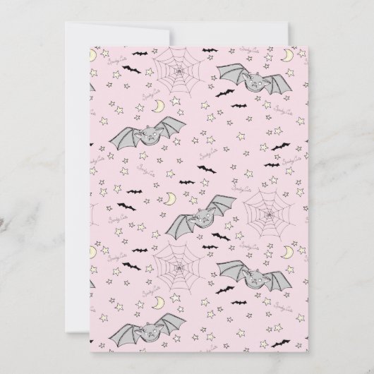 Invitation Chauves-souris roses Éffrayant Baby shower mignon (Dos)