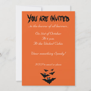 Invitation Chauves-souris volantes mignonnes Halloween orange