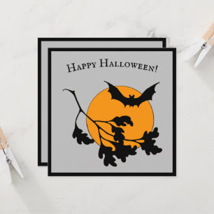 Invitation Chauves-souris volantes sous la lune orange Hallow