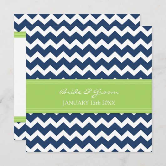 Invitation Chaux bleu-foncé Chevron d'invitations de mariage (Devant / Derrière)