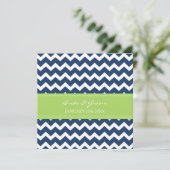 Invitation Chaux bleu-foncé Chevron d'invitations de mariage (Debout devant)