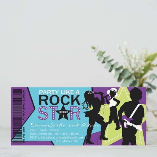 Invitation Chaux de pourpre d'anniversaire de bande de (Debout devant)