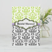 Invitation Chaux noir violet mariage damassé douche nuptiale (Debout devant)