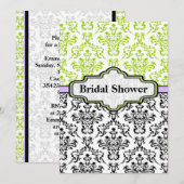 Invitation Chaux noir violet mariage damassé douche nuptiale (Devant / Derrière)