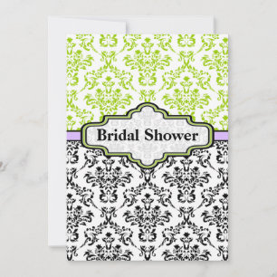 Invitation Chaux noir violet mariage damassé douche nuptiale