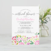 Invitation Chaux rose floral aquarelle script douche virtuell (Debout devant)