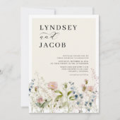 Invitation Chc Fleur sauvage aquarelle Mariage floral (Devant)