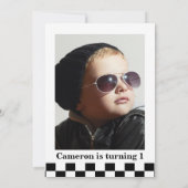 Invitation Checkerboard Photo Our Happy Dude 1er Anniversaire (Dos)
