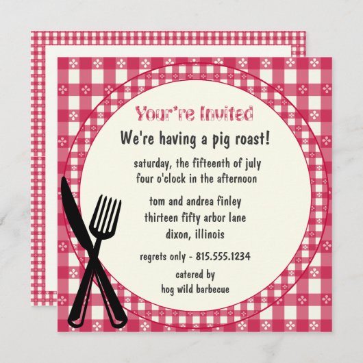 Invitation Checkered de partie de nappe (Devant / Derrière)