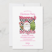 Invitation Checkered Pink Merry & Bright Christmas Party (Devant)