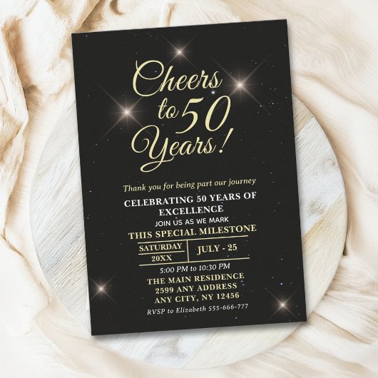 Invitation Cheer to Fifty Years - 50th Anniversary