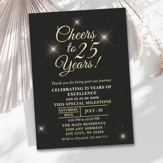 Invitation Cheer to twenty-five Years - 25th Anniversary