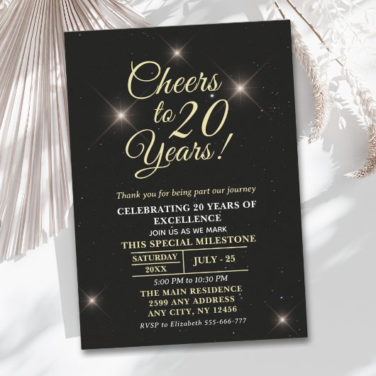Invitation Cheer to Twenty Years - 20th Anniversary