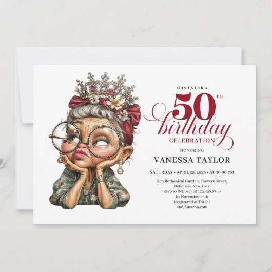 Invitation Cheerful 50th bash invite quirky funny birthday (Devant)