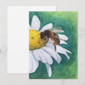 Invitation Cheerful daisy and bee blank card (Devant / Derrière)