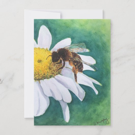Invitation Cheerful daisy and bee blank card (Devant)