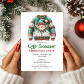 Invitation Cheerful Funny Ugly Sweater Christmas Card