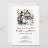 Invitation Cheerful red green winter scene party invite (Devant)
