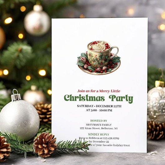 Invitation Cheerful Victorian Christmas cocoa party invite
