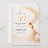 Invitation Cheers 30th Birthday Pink Gold Champagne (Devant)
