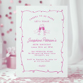 Invitation Cheers à 60 Ans Doodle Whimsical Rose