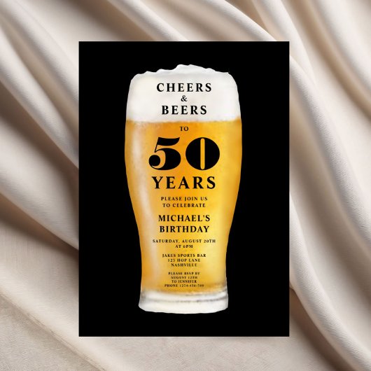 Invitation Cheers And Beers 50th Birthday